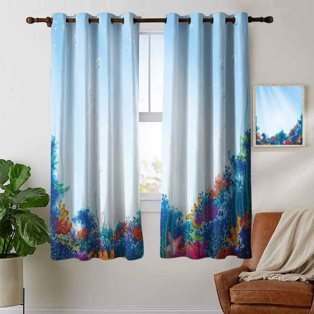 Underwater Room Multifunction Blackout Curtains Marine Coral Reef