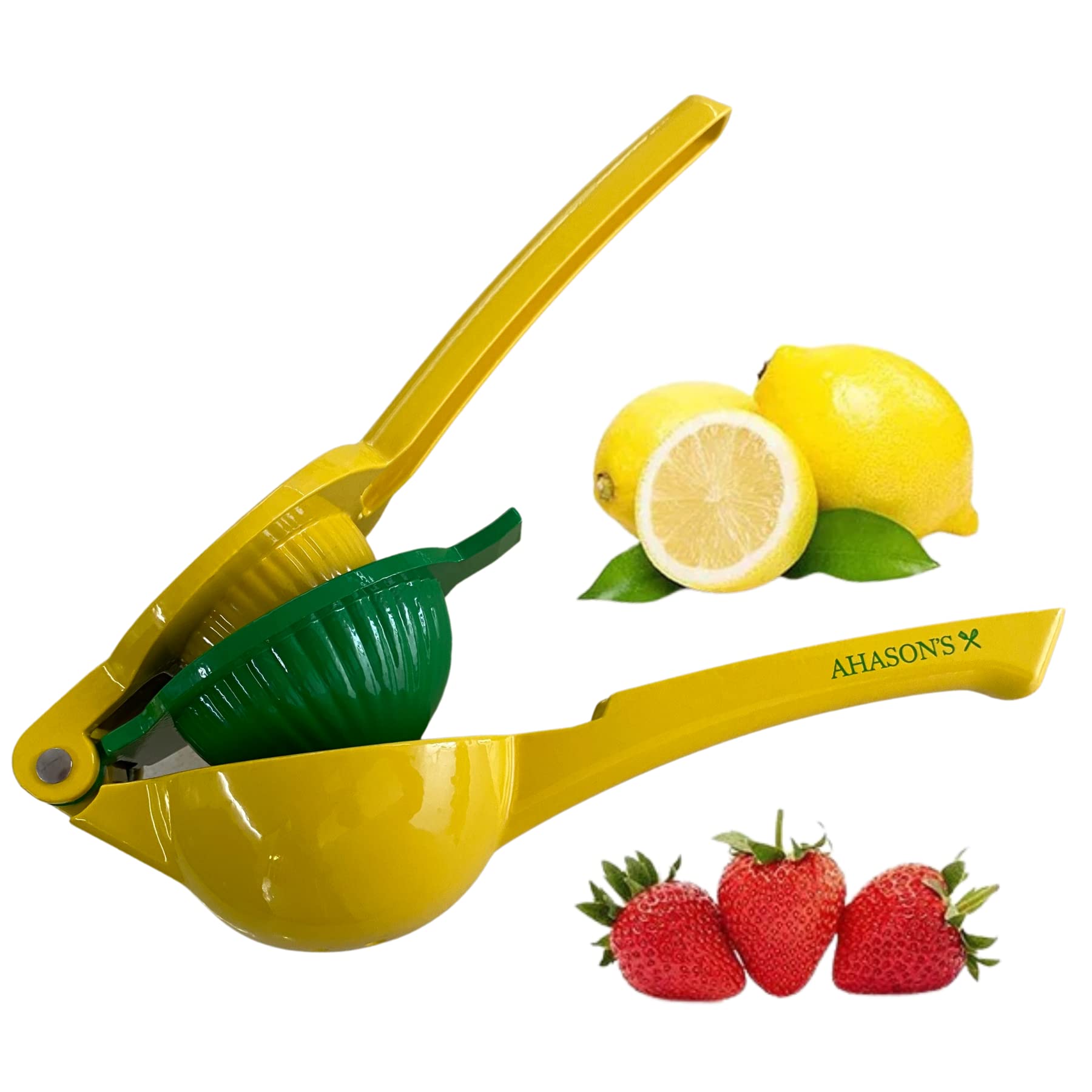 AHASON'S Heavy Duty Lemon Lime Squeezer - Stainless Steel 2-in-1 Citrus Juicer Manual Press with Handle, Maximum Juice Extraction for Lemons Limes Oranges, Dishwasher Safe