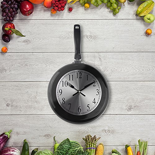 Wall Clock, 10 inch Metal Frying Pan Kitchen Wall Clock Home Decor – Kitchen Themed Unique Wall Clock with a Screwdriver…