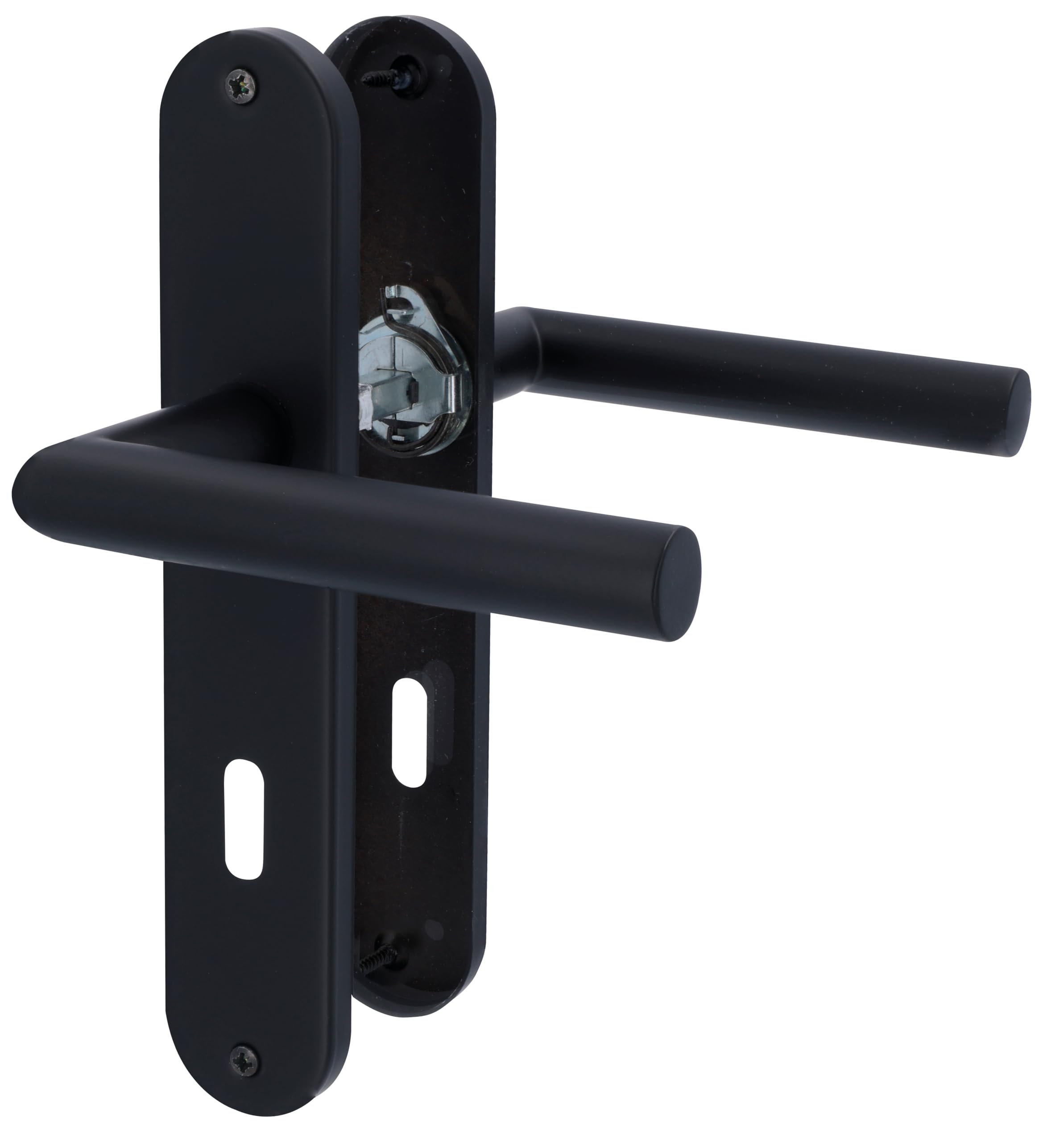 Alpertec Long Plate Door Fittings Set of 3 Stainless Steel Black for 3 Room Doors with Deadlock Hole Door Handle