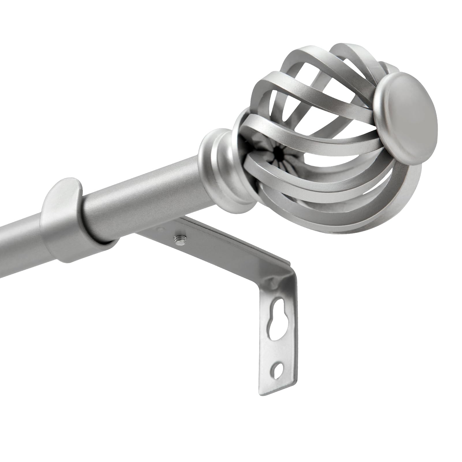 Photo 1 of Luvenia Silver Decorative Curtain Rods,Adjustable Curtain Rod For Windows 28 to 48 Inch(2.3-4Ft),Small Curtain Rod For Bedroom, Living Room,Kitchen,Farmhouse