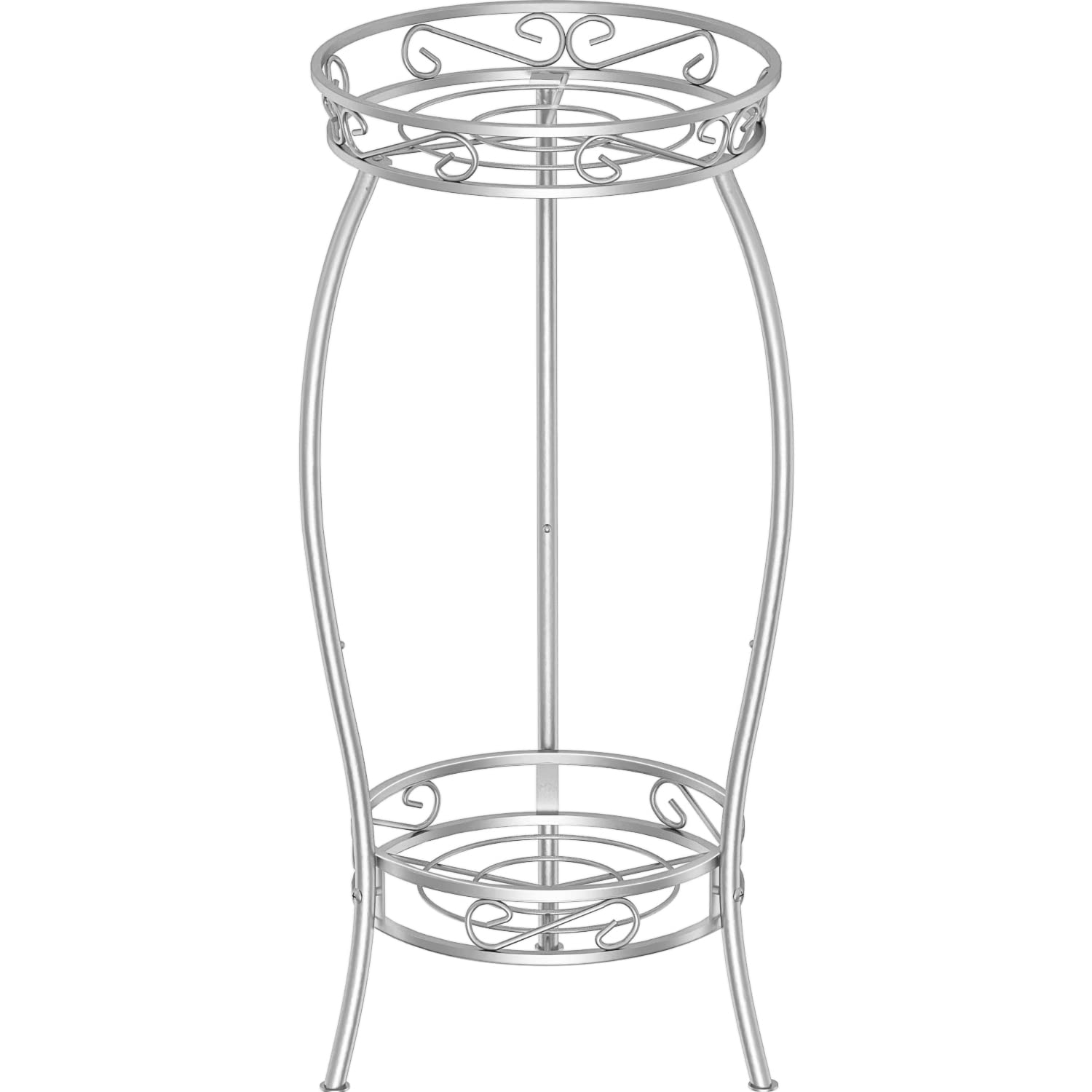 Mutool 2 Tier Metal Plant Stands for Flower Pot, Tall Plant stand for Outdor Indoor Plant, Plant Pot Holder Plant Table for Garden Patio, 69x32cm, Silver Gray — image 1