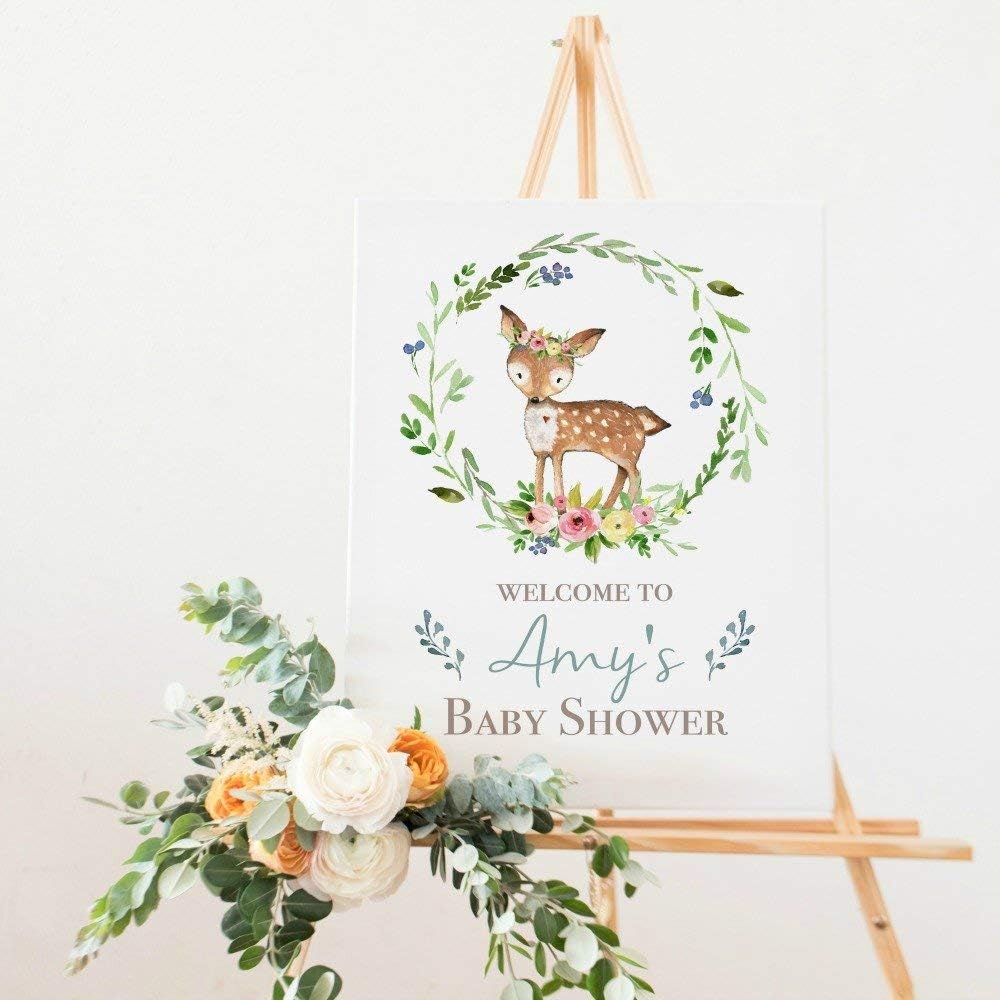 Baby Shower Welcome Sign, Woodland Baby Shower, Sign only available in different sizes. Easel NOT INCLUDED
