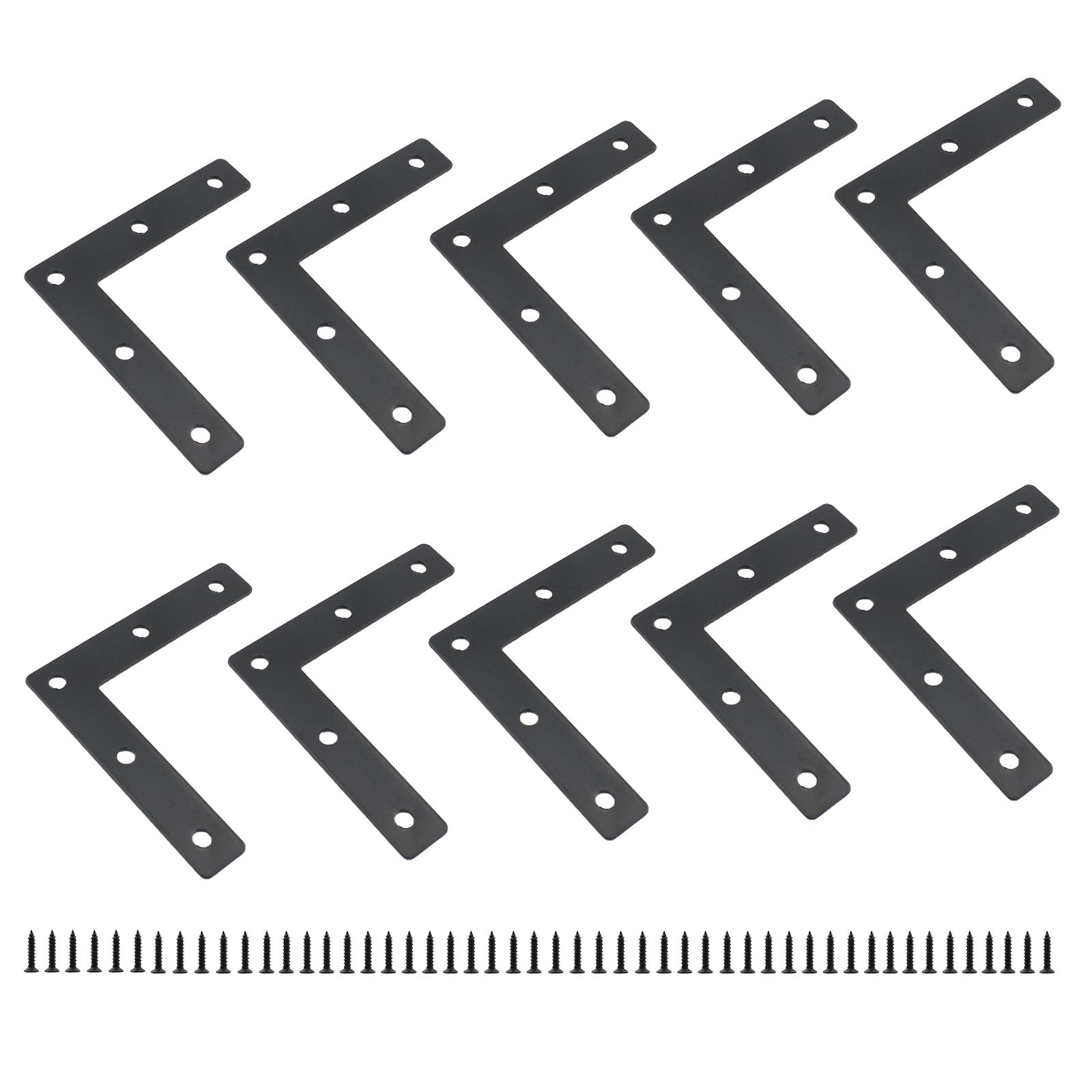 Photo 1 of 10 PCS Flat L Shape Repair Mending Plate, ULIFESTAR Heavy Duty Corner Bracket Furniture Support Brace Black Joining Bracket Fastener Connector with Mounting Screws (80x80x15mm/3.1x3.1x0.6'')