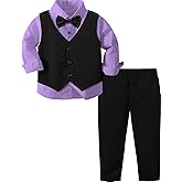 A&J DESIGN 4pcs Baby & Toddler Suit, 12 Months - 5T, Shirt & Pants & Vest & Bow Tie