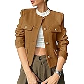 Cicy Bell Womens Cropped Tweed Blazers Jacket Collarless Button Down Business Casual Winter Coats 2026 Spring Outfits