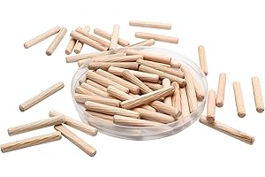 HARSKIYER 120pcs Hardwood Wood Dowel Pins, 1/4" x 2" Fluted Wood Dowels Rods Crafts Dowel Pegs for Woodworking Furniture Door Arts and Crafts DIY Projects, Straight Grooved