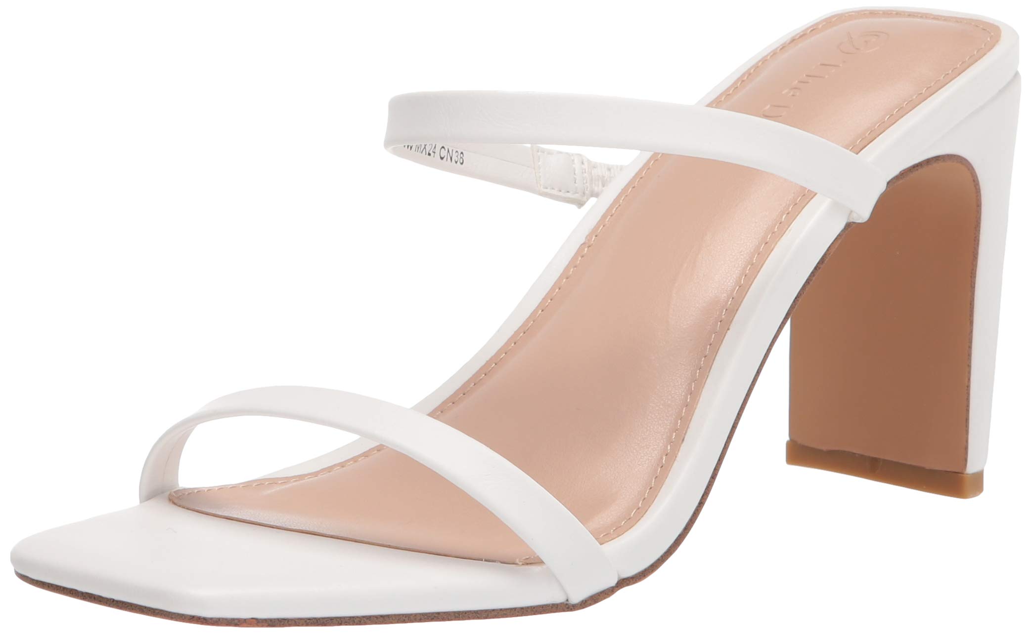 Photo 1 of The Drop Women's Avery Square Toe Two Strap High Heeled Sandal, White, 5