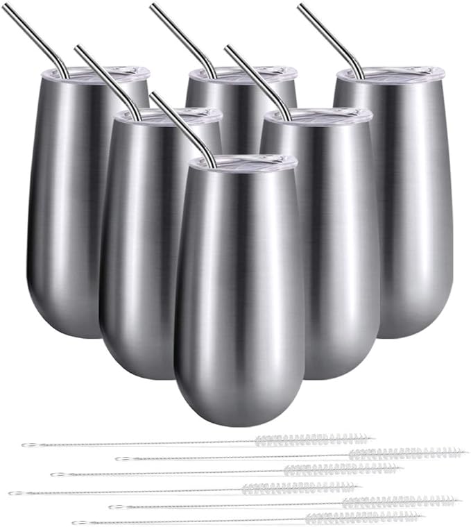 6 Pack Stemless Champagne Flutes Doubleinsulated