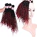 Kinky Curly Synthetic Hair Weave 16 18 20 Inches 3 Bundles Black and Burgundy Ombre Synthetic Hair Extensions