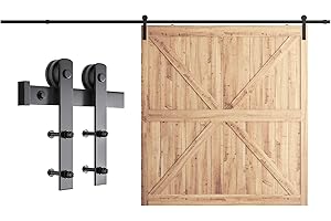 SMARTSTANDARD 12ft Barn Door Hardware kit, Barn Door Track, Sliding Door Hardware kit, Smoothly and Quietly -Heavy Duty Sturd