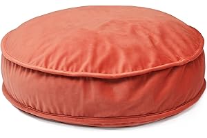 YIUOR Round Floor Pillow Cover Velvet Throw Seating Pouf Yoga Meditation Cushion Plush Case Reading Room Decor Cover Only (19.7IN, Brick Red)