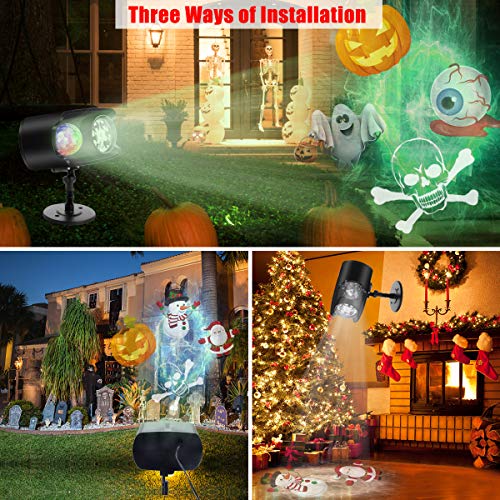 Christmas Light Projector, Bawoo 2019 Upgraded 2 in 1 Waterproof Ocean Wave LED Landscape Lights with Remote Control, 9 Moving Patterns for Indoor Outdoor Halloween Xmas Party Decorations