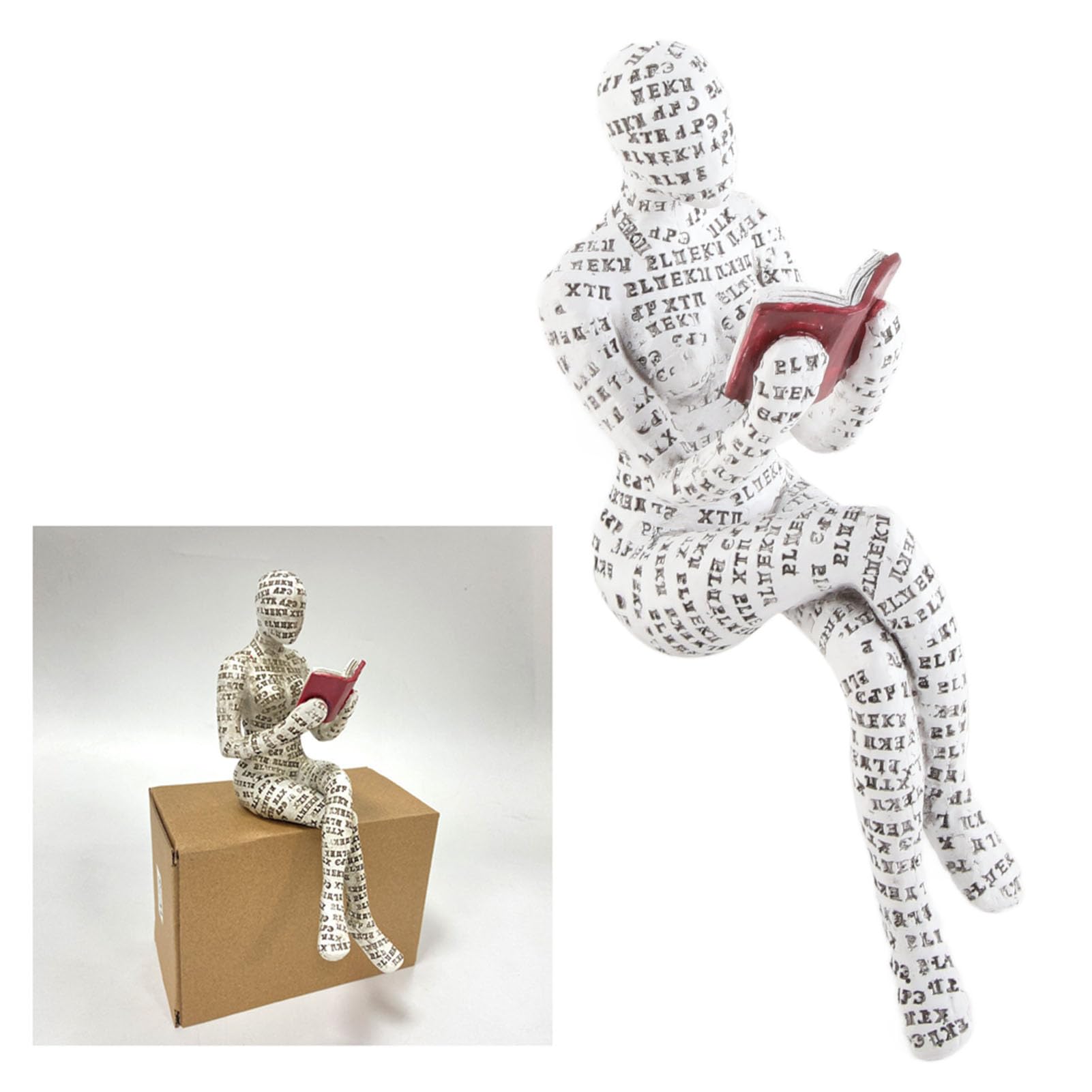 Gsycle Abstract Book Lover Sculpture, Reading Woman Figurine Statue Thinker Ornaments Resin Figurine Reading Corner Decorations Book Accessories for Shelves Living Room Desk BookShelf Decor (#D)