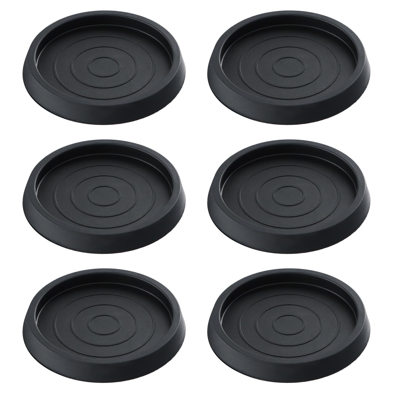 hongmo Round Rubber Furniture Coasters, 6 Pack - Black (Non-Slip, Floor Protection, Tables, Sofas)