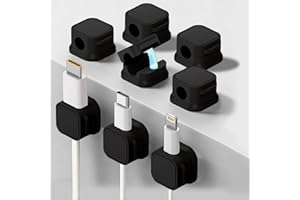 8 Pack Magnetic Cord Organizer Holder, Desk Cable Management, Neatly Hide Organize Charging Cords for Nightstand(Black)