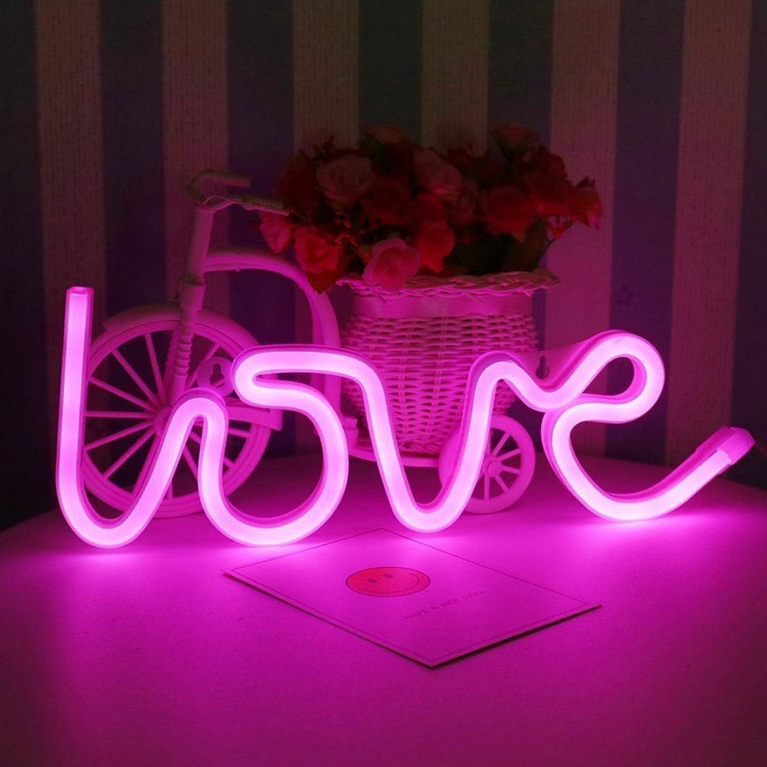 Zesta Love Shaped Wall Hanging USB LED Lamp Neon Light for Decorations & Valentine Gift (Cool Pink)