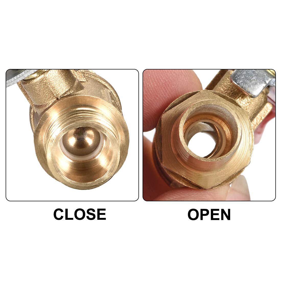 uxcell Brass Air Ball Valve Shut-off Switch G1/4 Male to 3/8" Hose Barb Pipe Tubing Fitting Coupler 180 Degree Operation Handle 4Pcs - Image 4