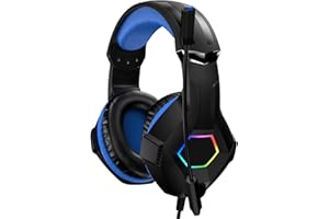 Gaming Headset with 7 LED Lights, Noise Cancelling Microphone, Surround Sound, Soft Memory Foam Ear Cushions
