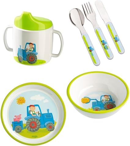 Haba Traktor Coffret Cadeau 4 Pieces Avec Tasse D Apprendre I Assiette I Couverts I Bol I Cadeau De Naissance Cadeau De Bapteme Ou Cadeau Amazon Fr Bebes Puericulture