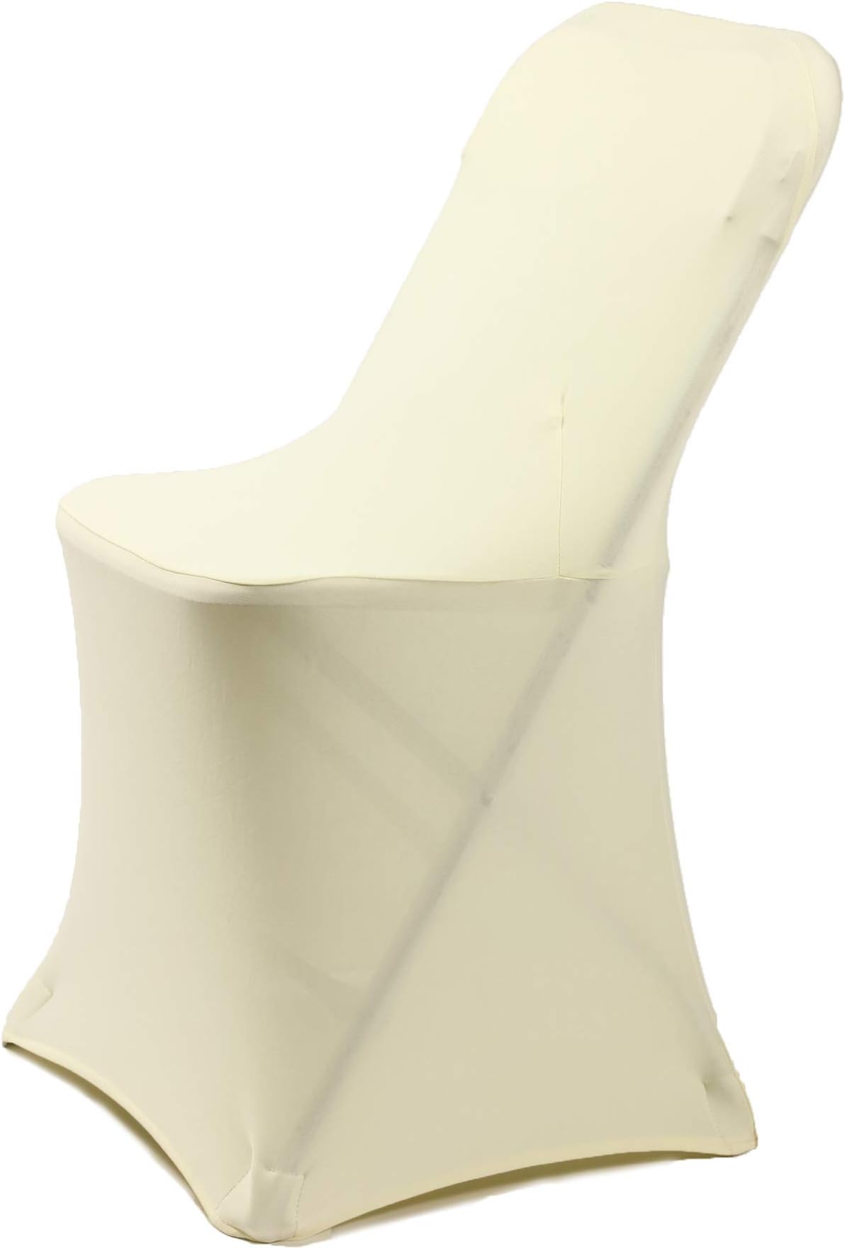 Exquisa Polyester Spandex Banquet Folding Chair Cover Party Chair Covers (Stretch) (Ivory, 6)