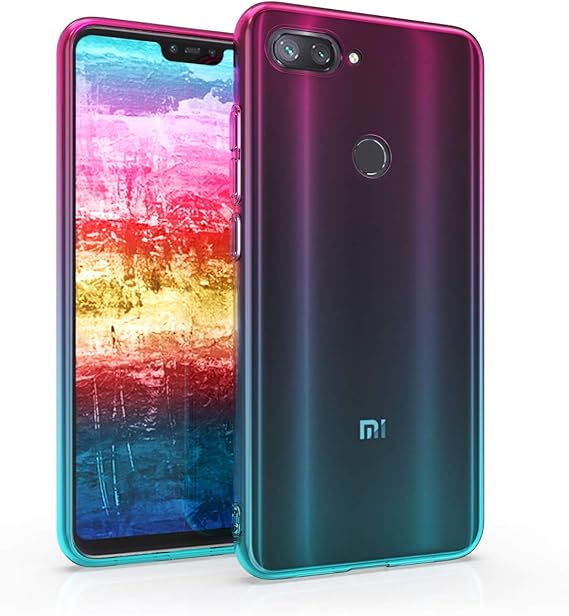 Amazon.com: kwmobile Case Compatible with Xiaomi Mi 8 Lite - Clear TPU Soft Smartphone Cover - Bicolor Dark Pink/Blue/Transparent