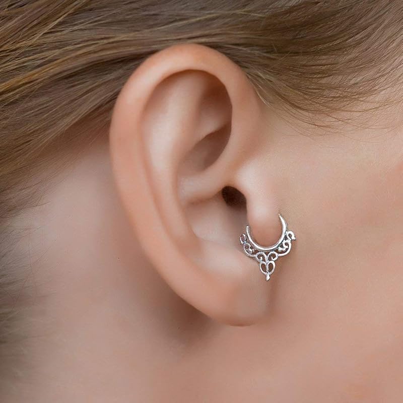 Sterling Silver Tragus Earring, Tribal Indian
