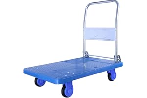 WarehouseWiz Compact Platform Truck with 330lbs Load Capacity and Foldable Handle | 360 Swivel Wheels | Silent & Durable Fold