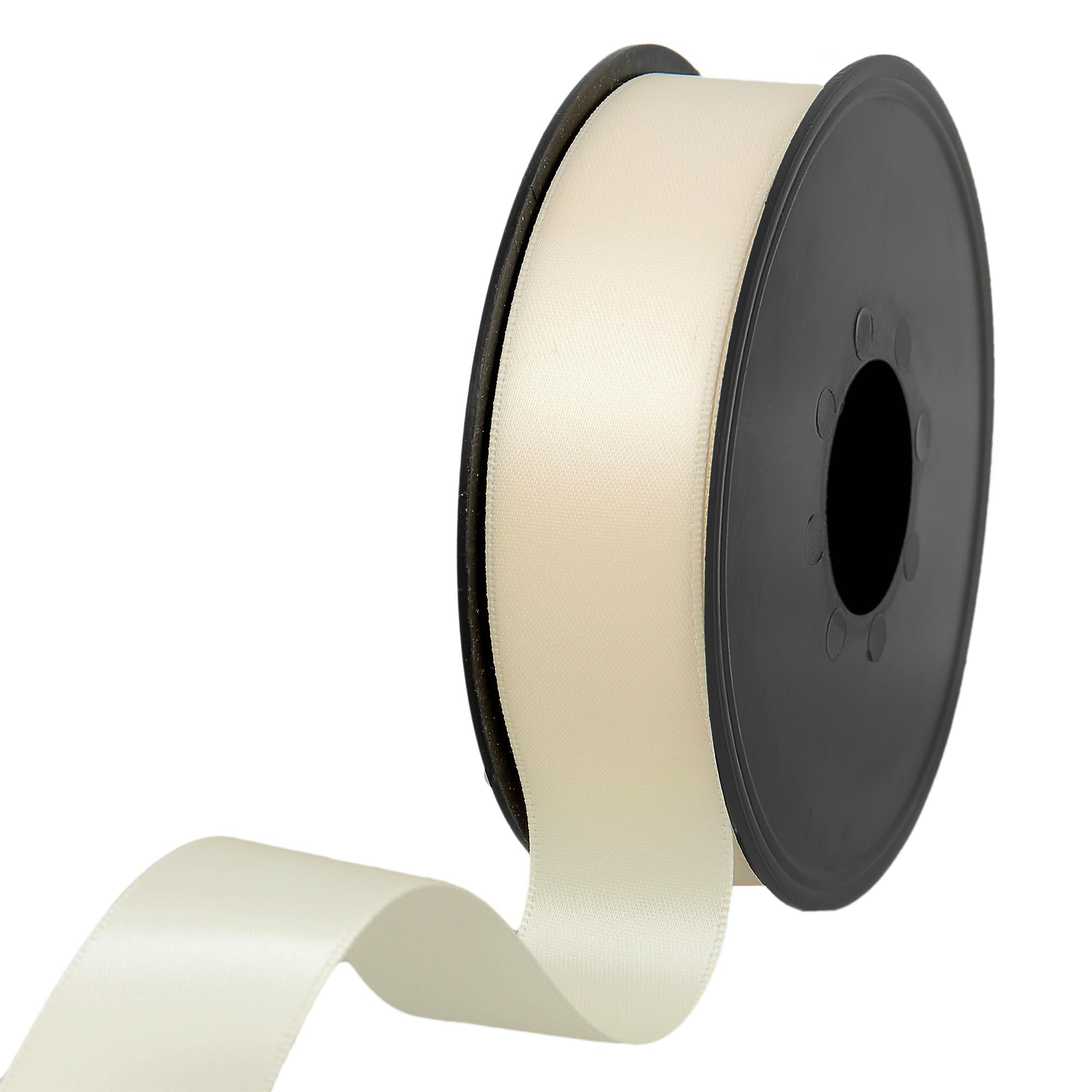 100% Polyester Double Sided Satin Ribbon for Weddings, Gift Wrapping, Floral Arrangements, Crafts, Cakes, Bows, Decorations, 25mm x 25m, Cream