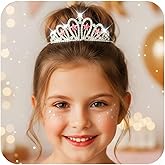 Kilshye Rhinestone Princess Tiara Silver Star Tiaras Crystal Birthday Headband for Girls (Pink, Free Size)