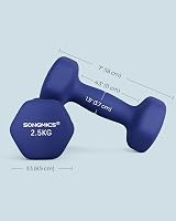 SONGMICS Set of 2 Dumbbells 2.5 kg Neoprene Coated Hex Pair Blue SYL65BU view 5