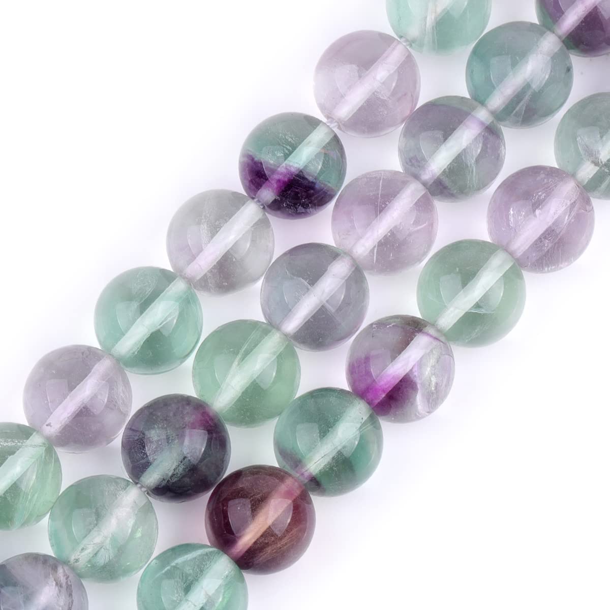 GEM-INSIDE CREATE YOUR OWN FASHION Sweet & Happy Girl's Store 10mm Round Gemstone Natural Fluorite Beads Strand15 Inch Jewellery Making Beads