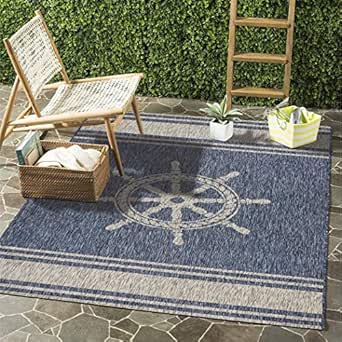 Amazon.com: Ln 5x7 Grey Blue Nautical Boat Area Rug ...