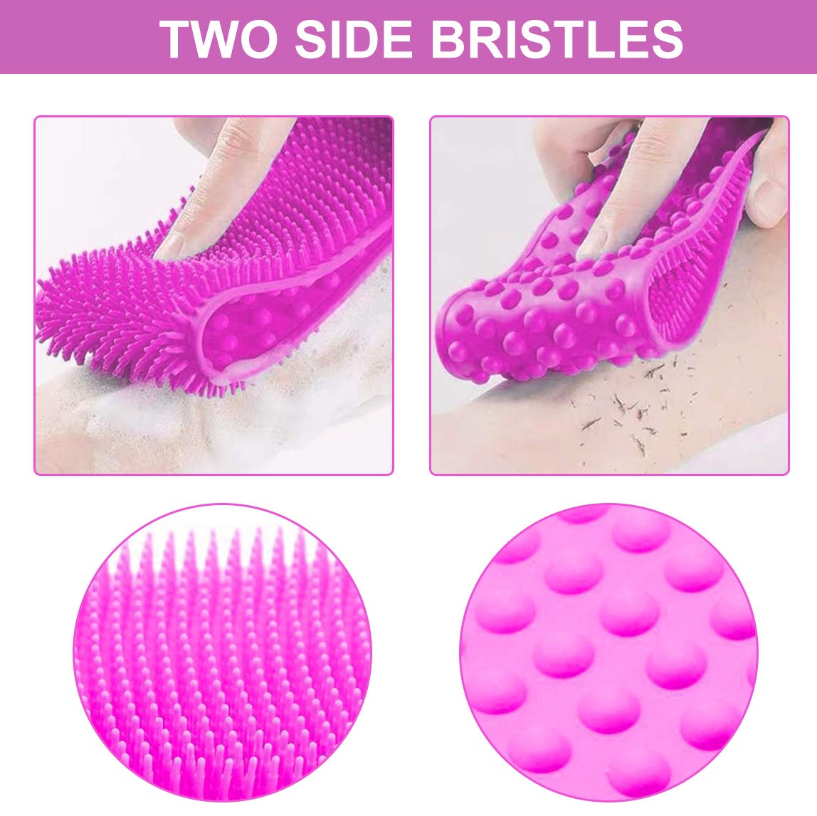 Silicone Bath Body Brush, Exfoliating Silicone Body Back Scrubber, Deep Clean Back Acne & Bacne, Extra Long and Super Soft, Suitable for Women ＆ Men : Beauty