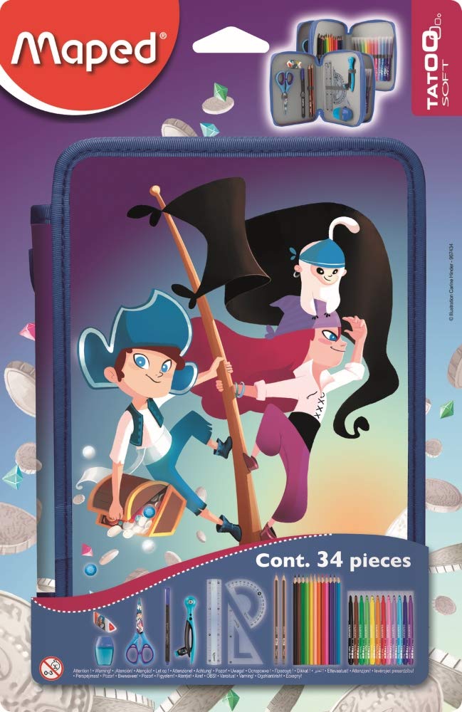 Maped – Plumier 34 Pieces with Two Floors Pirates Blue