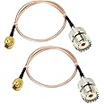 DHT Electronics Cable de antena de mano SMA macho a UHF SO-239 conectores hembra de 6 pulgadas, paquete de 2 para amplificado