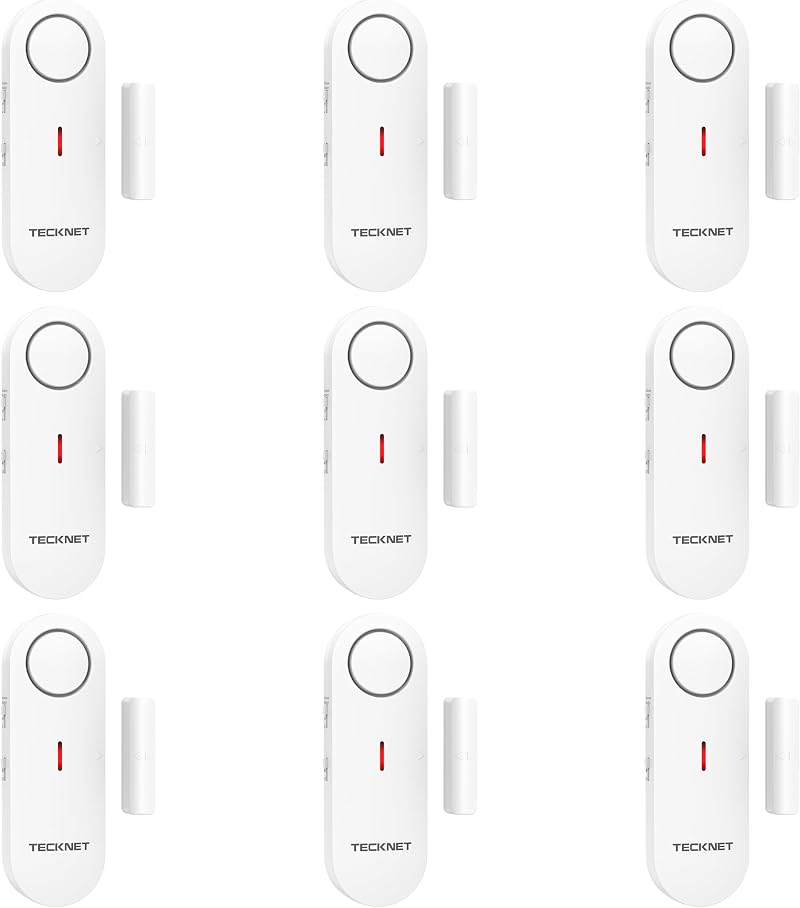 TECKNET Door Alarm Sensor 9-Piece Mini Wireless 100dB 3 Modes
