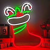 Christmas Stocking Neon Sign Christmas Neon Signs for Wall Decor Dimmable Christmas Stocking LED Signs for Bedroom Party Hanging Xmas Neon Wall Light Decor Festival Gift for Kids