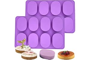 shypeg Oval Soap Silicone Mold 8 Cavities 2 Packs Soap Making Mold for Baking, Cupcake, Cheesecake, Cornbread, Muffin, Sponge