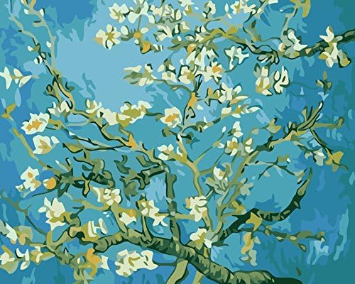 Diy Oil Painting, Paint by Number Kit for Kids, Students, Adults Beginner-16 by 20-Inch (Apricot Blossom, Frameless)