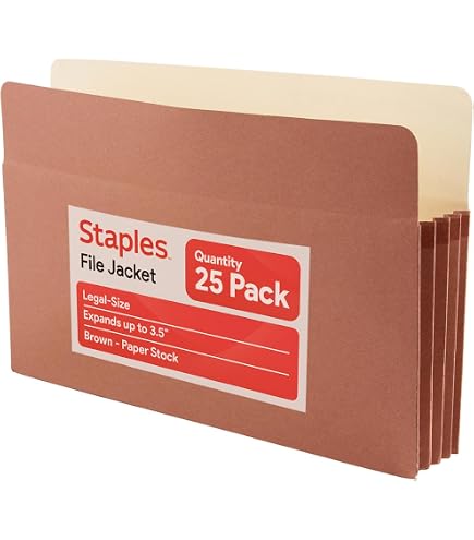 Amazon.com : Staples Reinforced File Pockets, Legal Size, 5.25