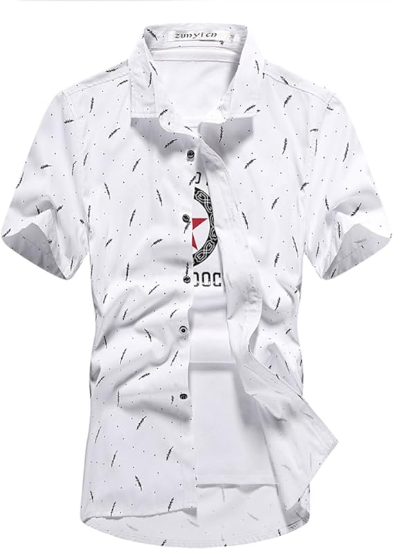 Amazon ワイシャツ メンズ カジュアルシャツ Yシャツ 半袖 インナー トップス アメカジ オシャレ ホワイトレッド M シャツ 通販