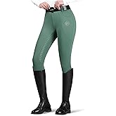 GemRebel Women’s Full Seat Riding Tights for Women – High Waisted Equestrian Breeches with Silicone Grip