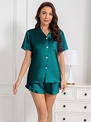 Umeyda Girls Satin Pajamas Set Button Down 2 Piece