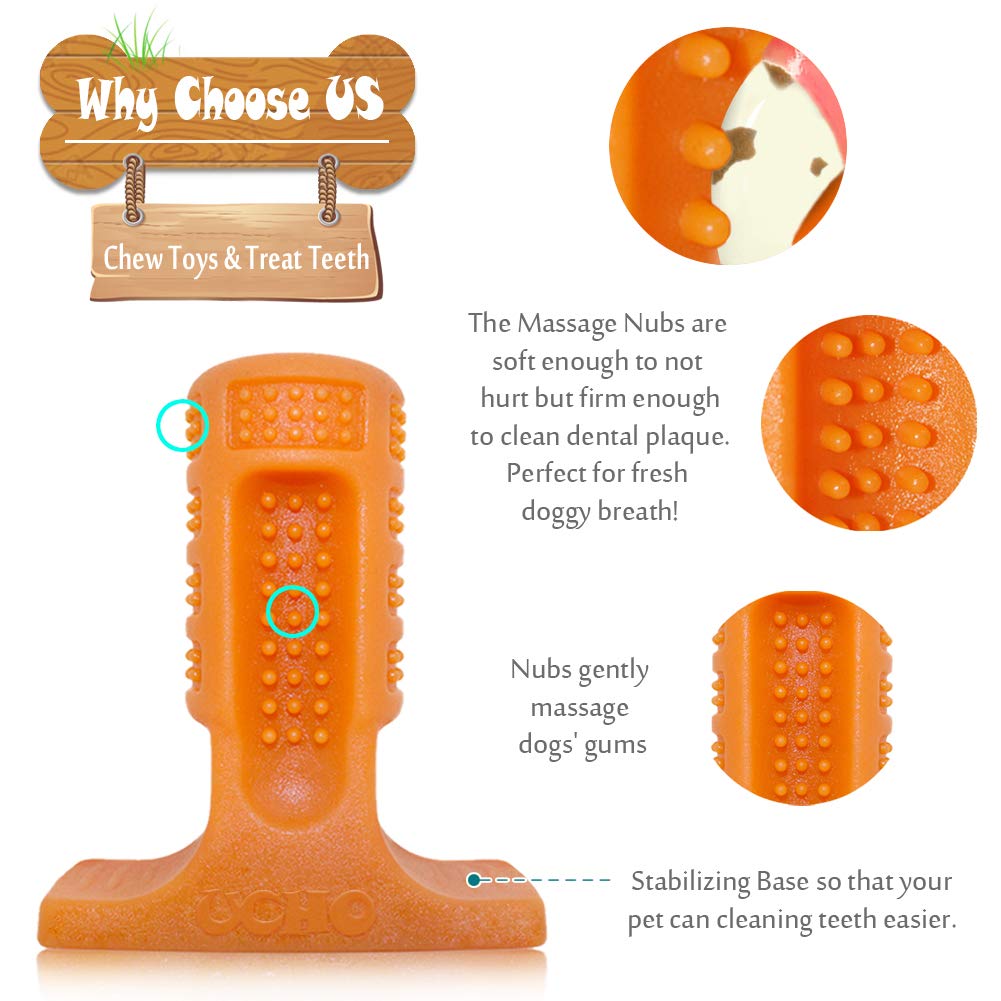 ucho Dog Toothbrush Toy Brushing Stick for Small and Medium,Dog Chew Toys Dental Care Dog Teeth Cleaning, Safe Natural Rubber Bite Resistant