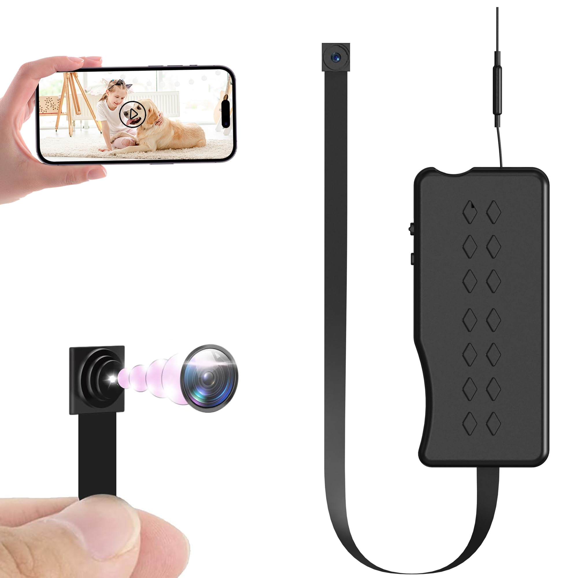 Photo 1 of VIULISECTY 1080P Mini Hidden Camera with APP – Wireless DIY Spy Cam, Motion Detection Alerts, 128GB SD Card Support, Rechargeable Battery, for Office or Indoor Use