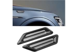 Sandfren 2PCS Car Hood Vent Scoop Kit, Shark Gills Vehicle Bonnet Engine Hood Vent Air Intake Trim Cover, Auto Air Flow Grille Decoration Cover, Universal Auto Exterior Decor Accessories (Black)