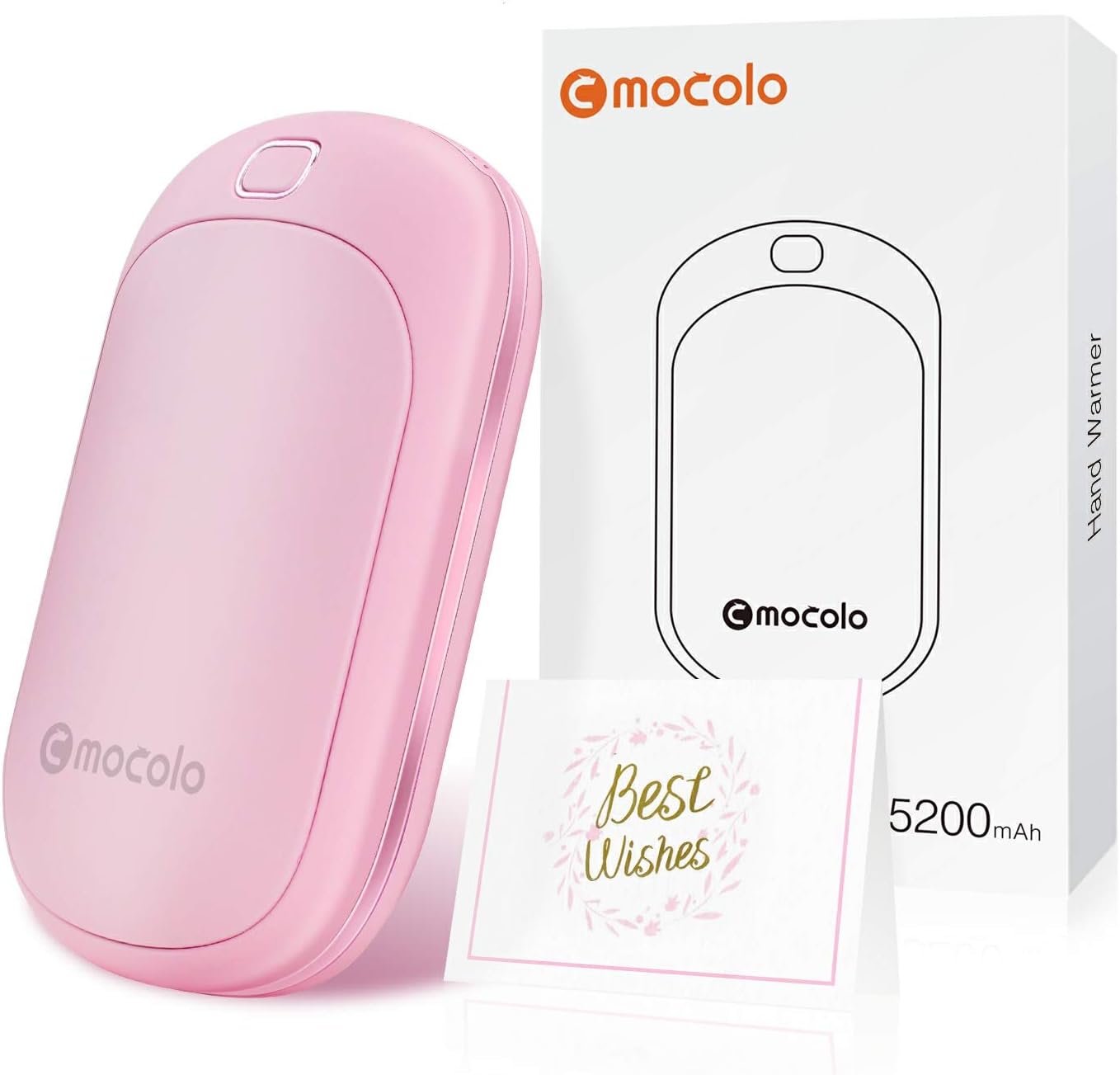 Mocolo 5200mAh Hand Warmers Rechargeable Reusable, 4 Temperature Levels Electric USB Pocket Hand Warmer Power Bank, Fit for Raynaud's and Arthritis Sufferers, Best Winter Gifts for Family and Friends