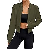SweatyRocks Women's Lightweight Jackets Casual Basic Zip Up Cropped Bomber Jacket