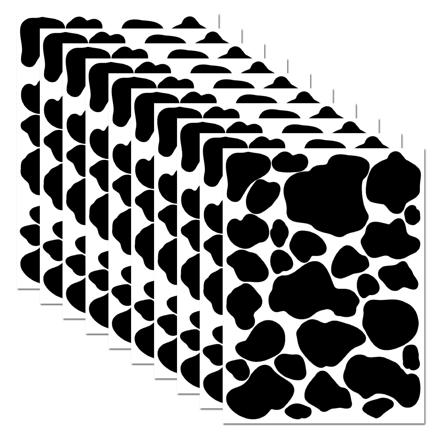 AOWDIAO 280 Pcs Cow Print Stickers | Cow Print Decor Decals for Wall, Cars, Cups | Black Vinyl Cow Print Peel and Stick Wall Decals for Bedroom Living Room Bathroom Home Wall Decor